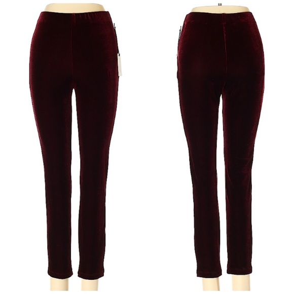 Lovers + Friends Pants - Lovers + Friends Burgundy Velvet Leggings NEW